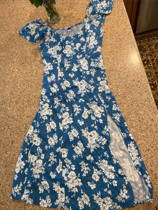 Old Navy Dresses & Skirts - Old Navy Flutter Sleeve Floral Dress Large Blue Musty
